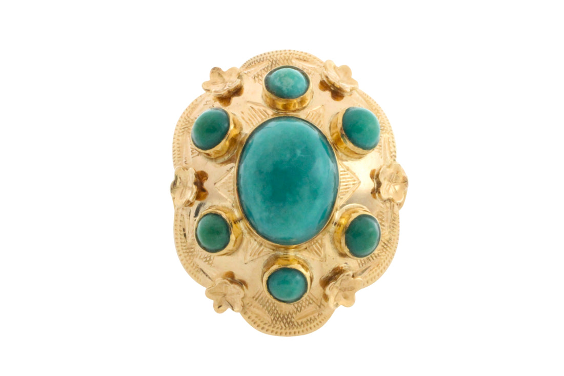 Vintage Turquoise ring in 14 carat gold-Vintage Rings-The Antique Ring Shop