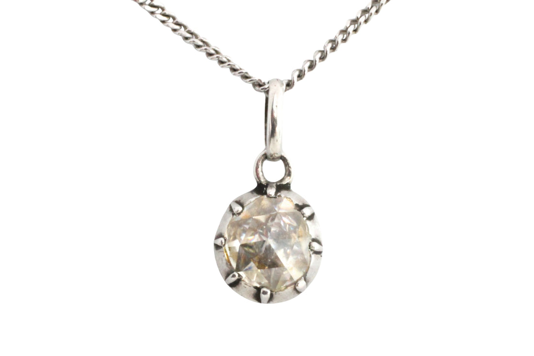 Rose diamond pendant in silver-Pendants-The Antique Ring Shop