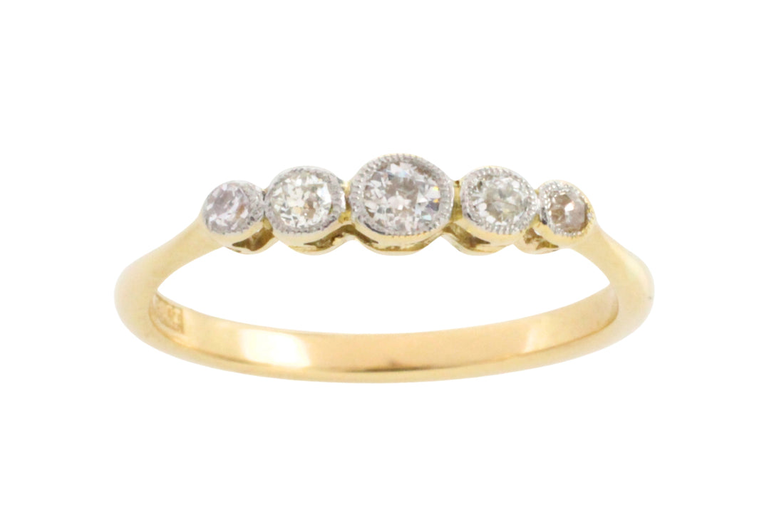Edwardian five stone old cut diamond ring-Antique rings-The Antique Ring Shop