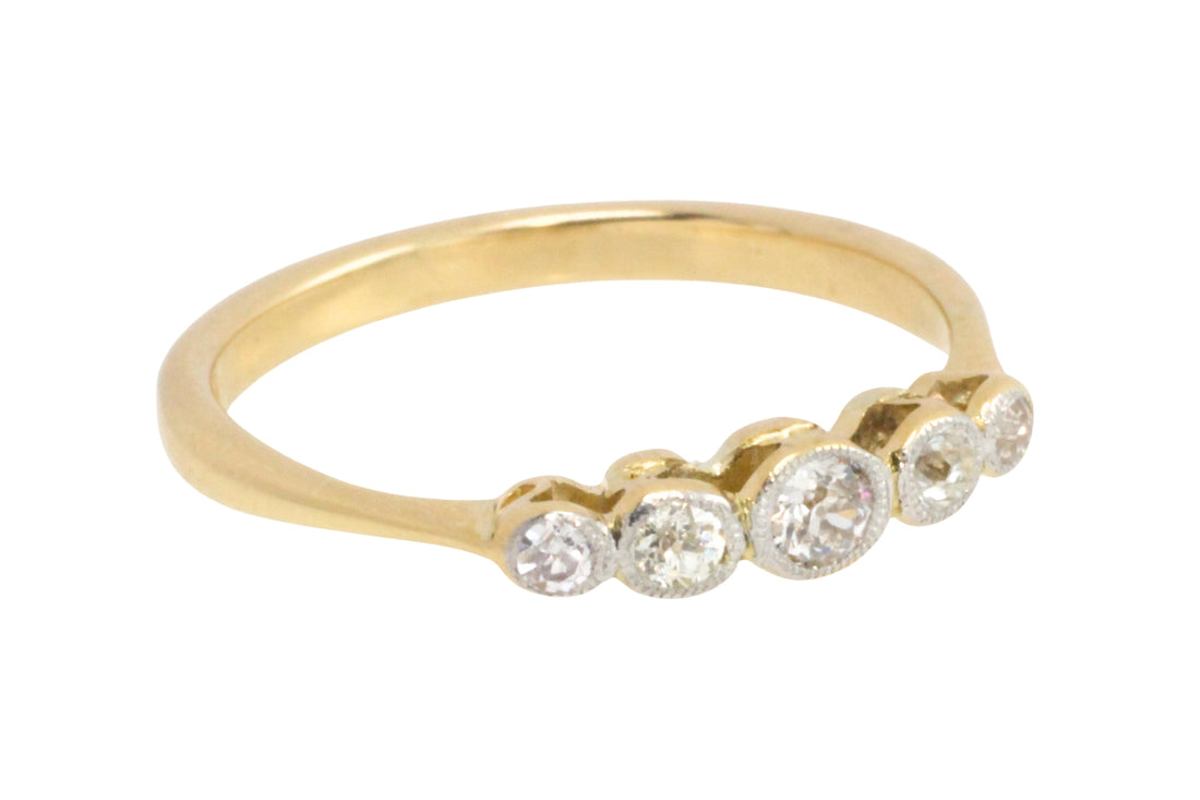 Edwardian five stone old cut diamond ring-Antique rings-The Antique Ring Shop