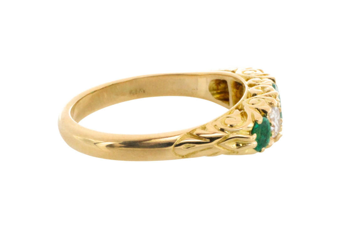 Vintage emerald and diamond ring