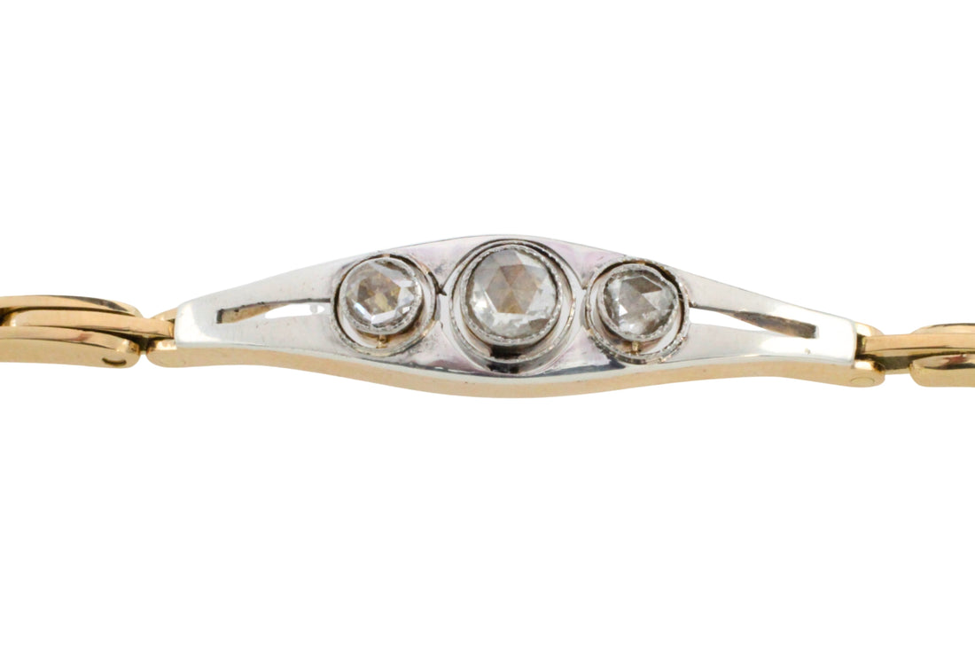 Rose diamond bracelet in 14 carat gold and silver