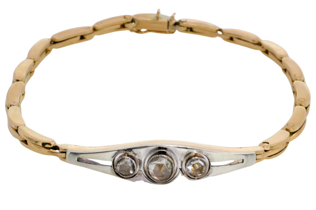 Rose diamond bracelet in 14 carat gold and silver