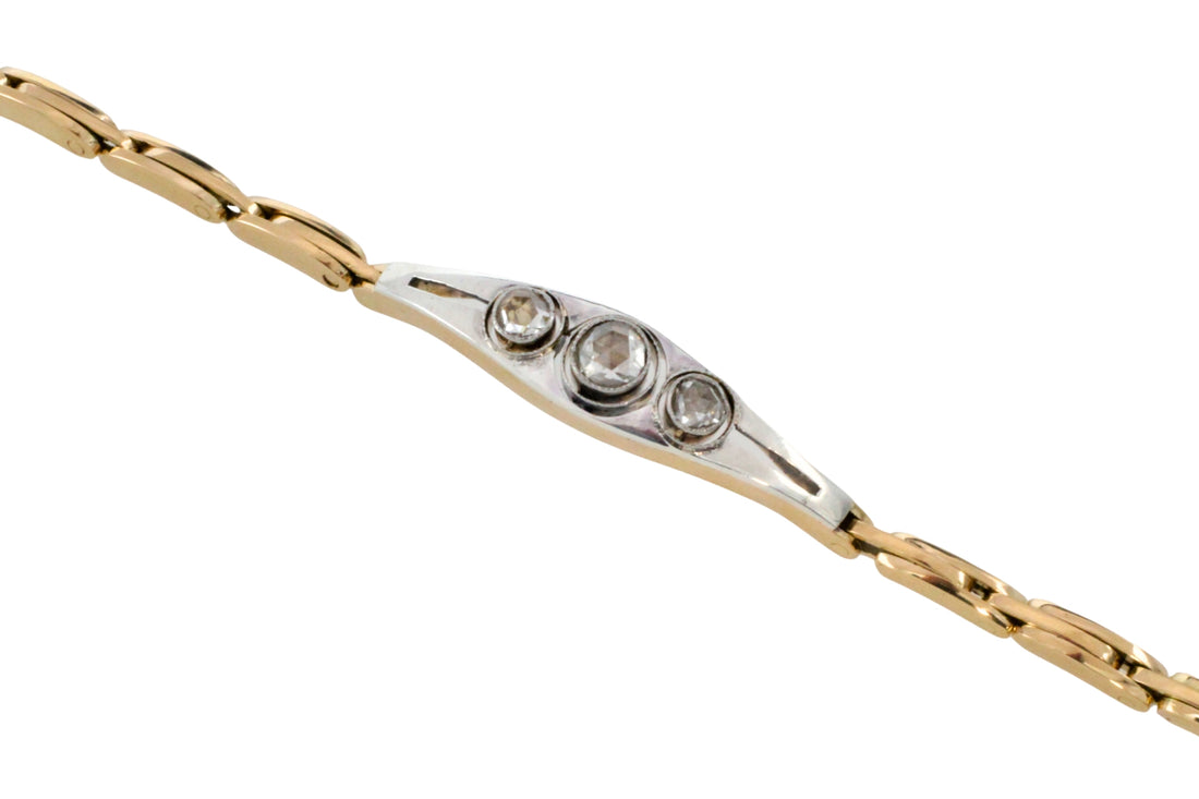 Rose diamond bracelet in 14 carat gold and silver