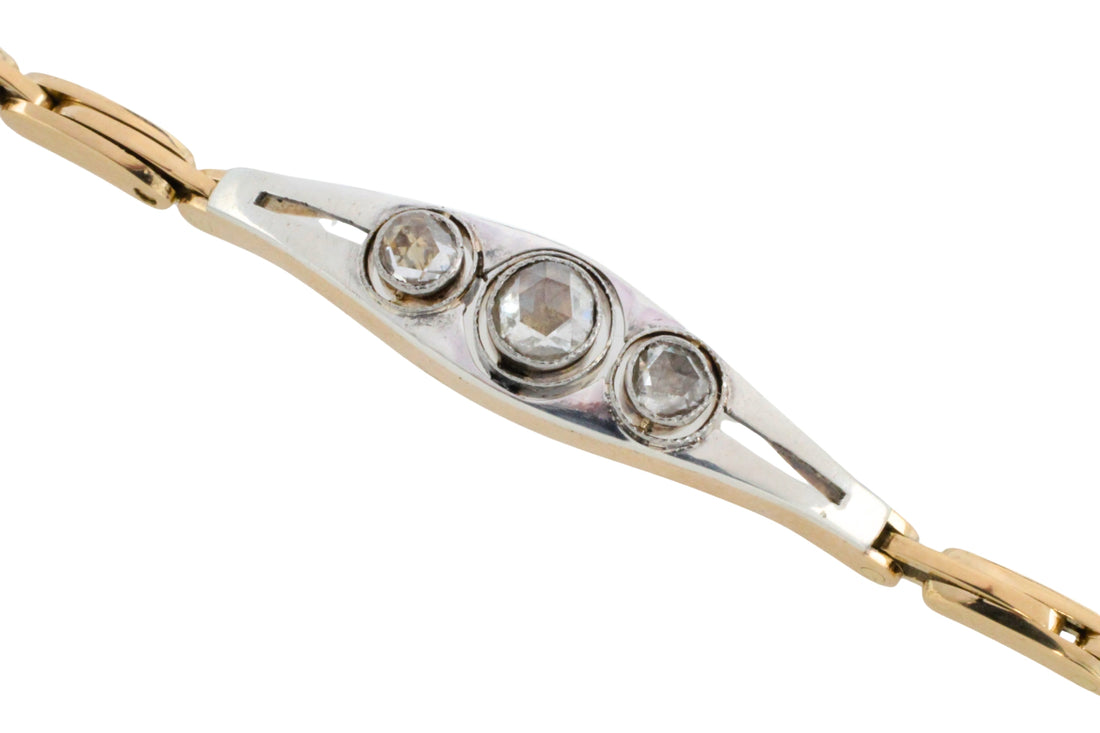 Rose diamond bracelet in 14 carat gold and silver