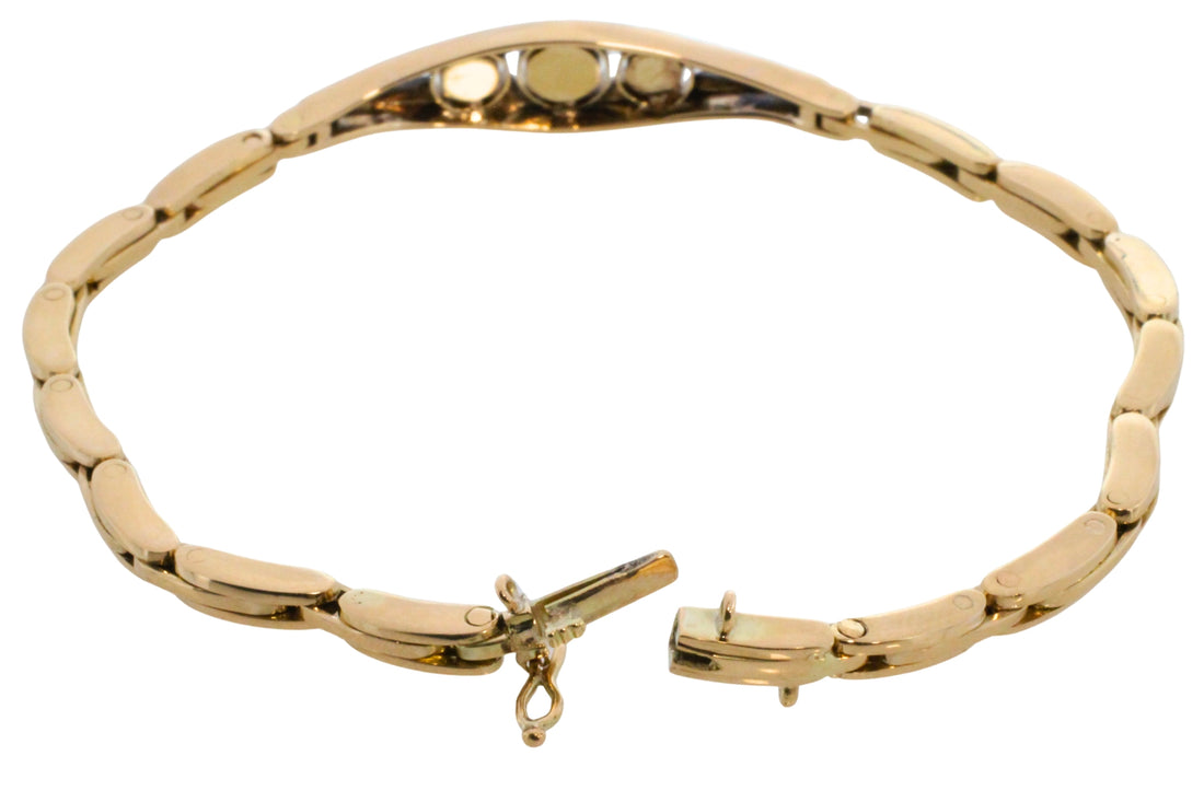 Rose diamond bracelet in 14 carat gold and silver