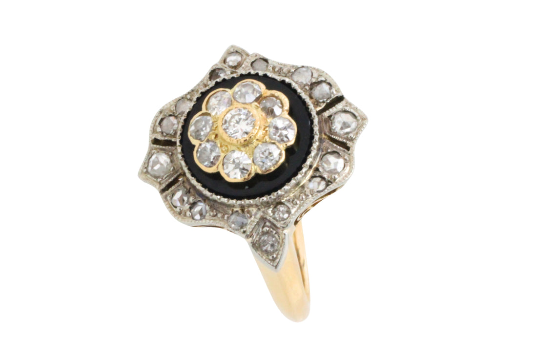 Antique onyx and diamond ring-Antique rings-The Antique Ring Shop