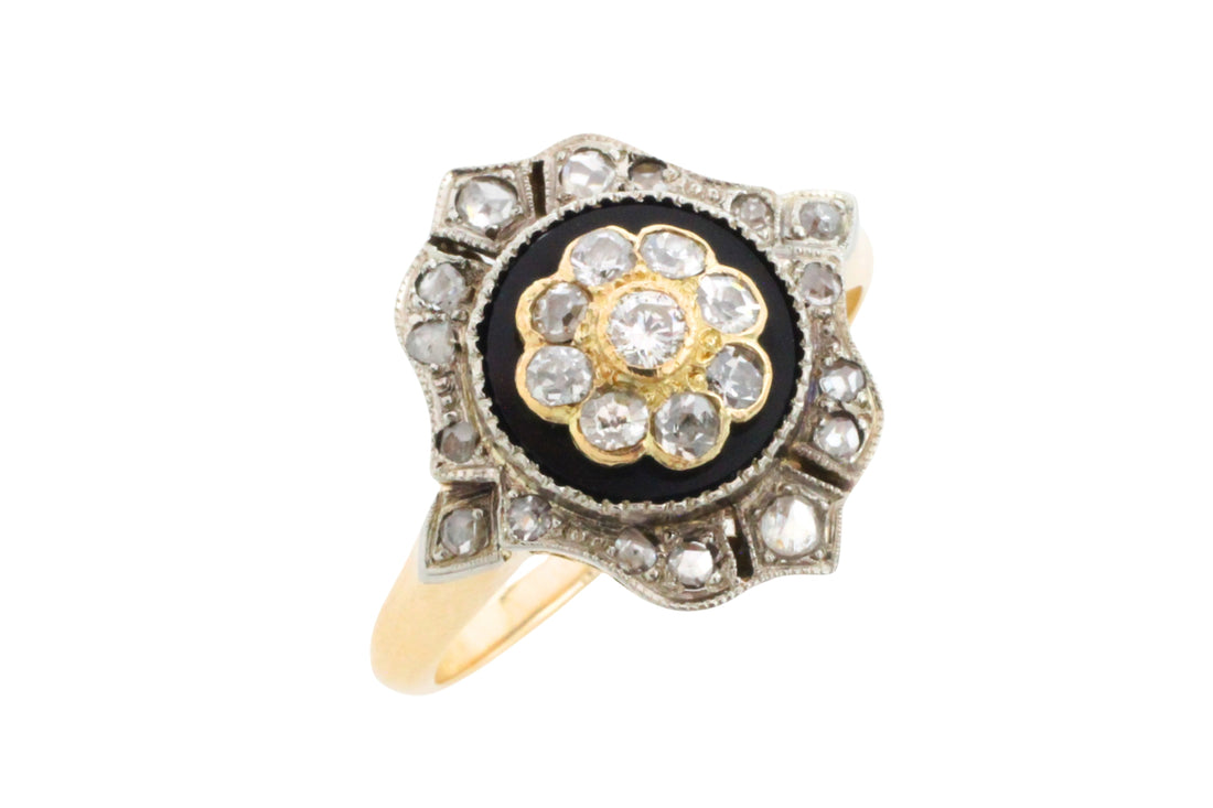 Antique onyx and diamond ring-Antique rings-The Antique Ring Shop
