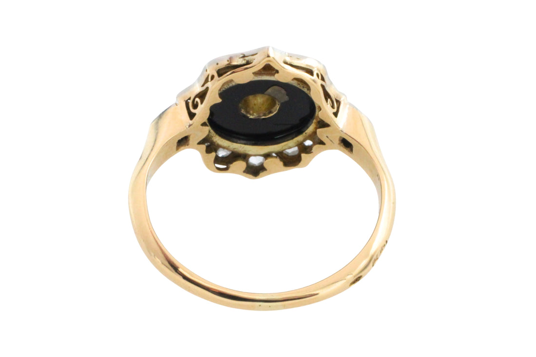 Antique onyx and diamond ring-Antique rings-The Antique Ring Shop