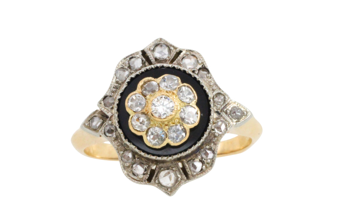 Antique onyx and diamond ring-Antique rings-The Antique Ring Shop