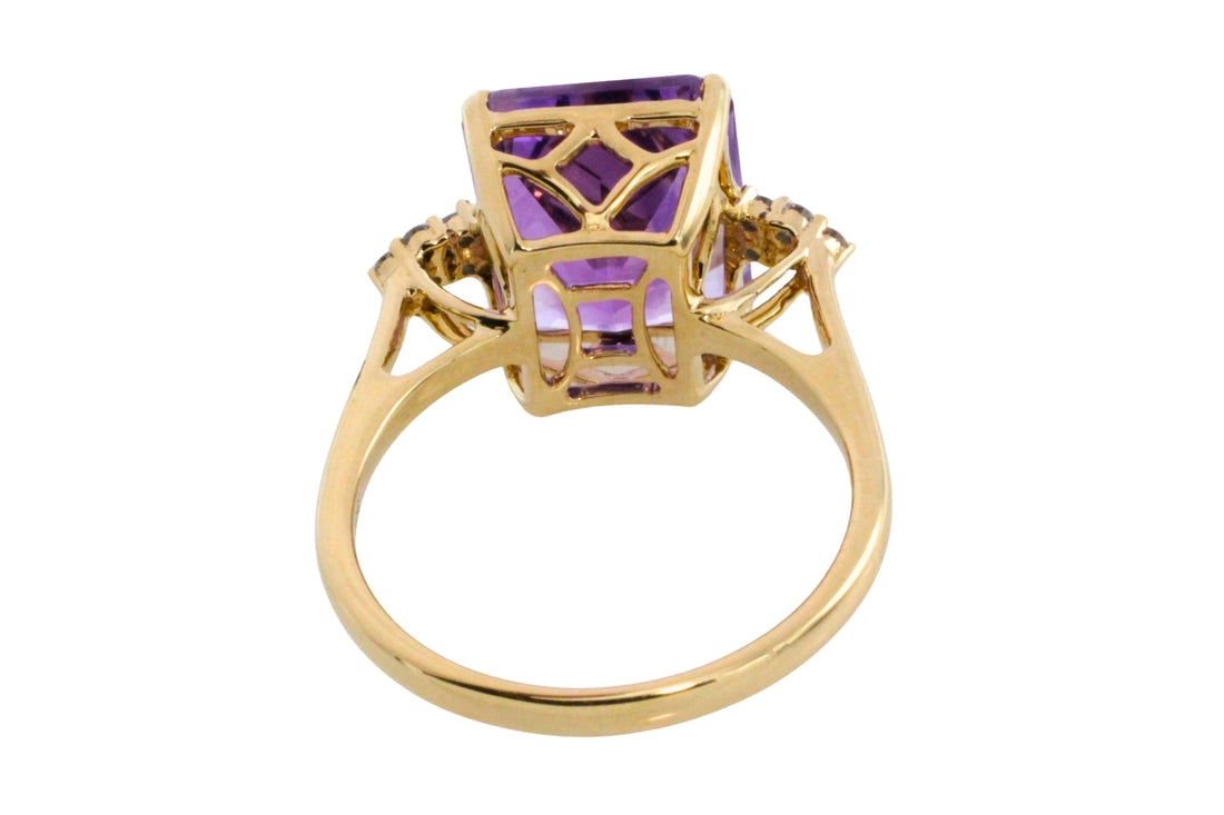 Amatrine and diamond ring in 14 carat gold-Vintage Rings-The Antique Ring Shop