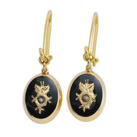 Onyx and pearl earrings in 14 carat gold-Earrings-The Antique Ring Shop