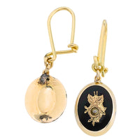 Onyx and pearl earrings in 14 carat gold-Earrings-The Antique Ring Shop