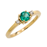 Emerald and diamond ring in 14 carat gold-engagement rings-The Antique Ring Shop
