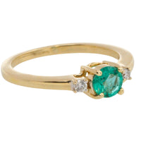 Emerald and diamond ring in 14 carat gold-engagement rings-The Antique Ring Shop