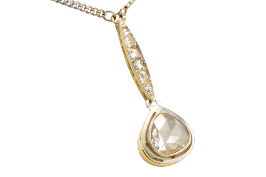 Rose diamond pendant in 18 carat gold