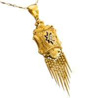 Victorian tassel pendant with enamel and pearl