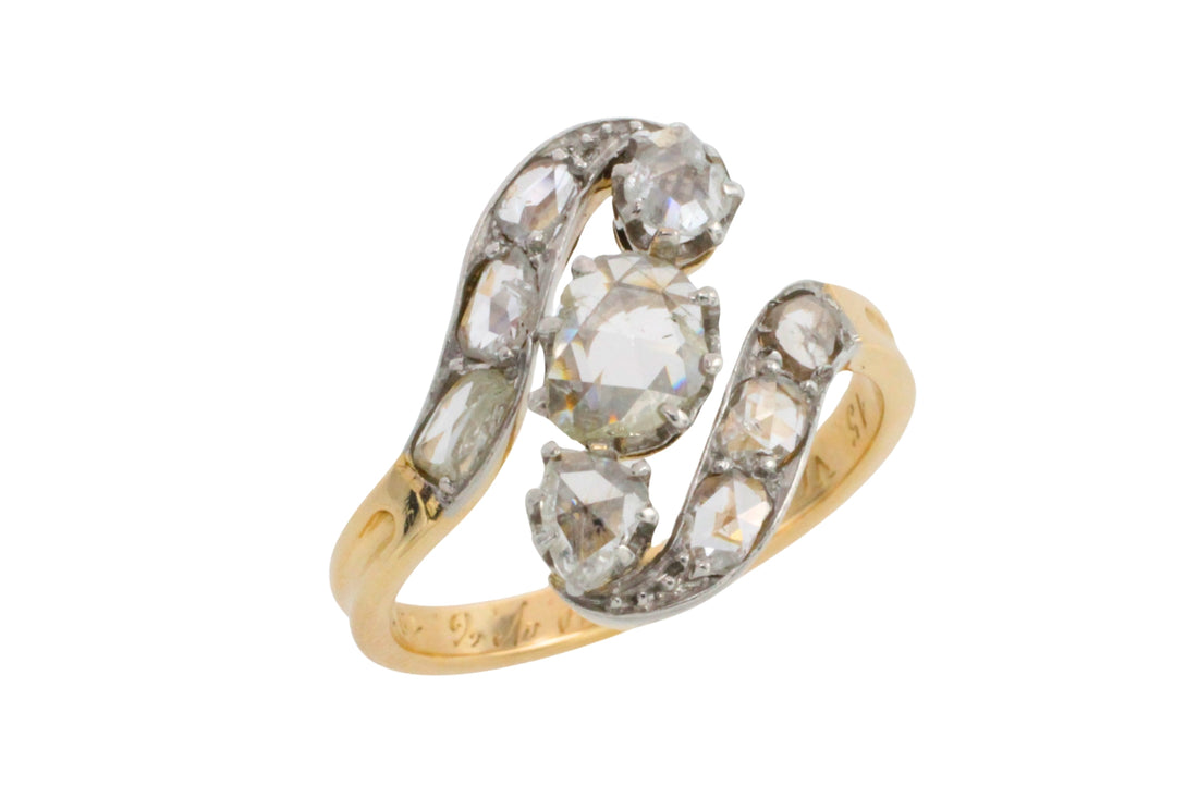 Antique rose diamond swirl ring
