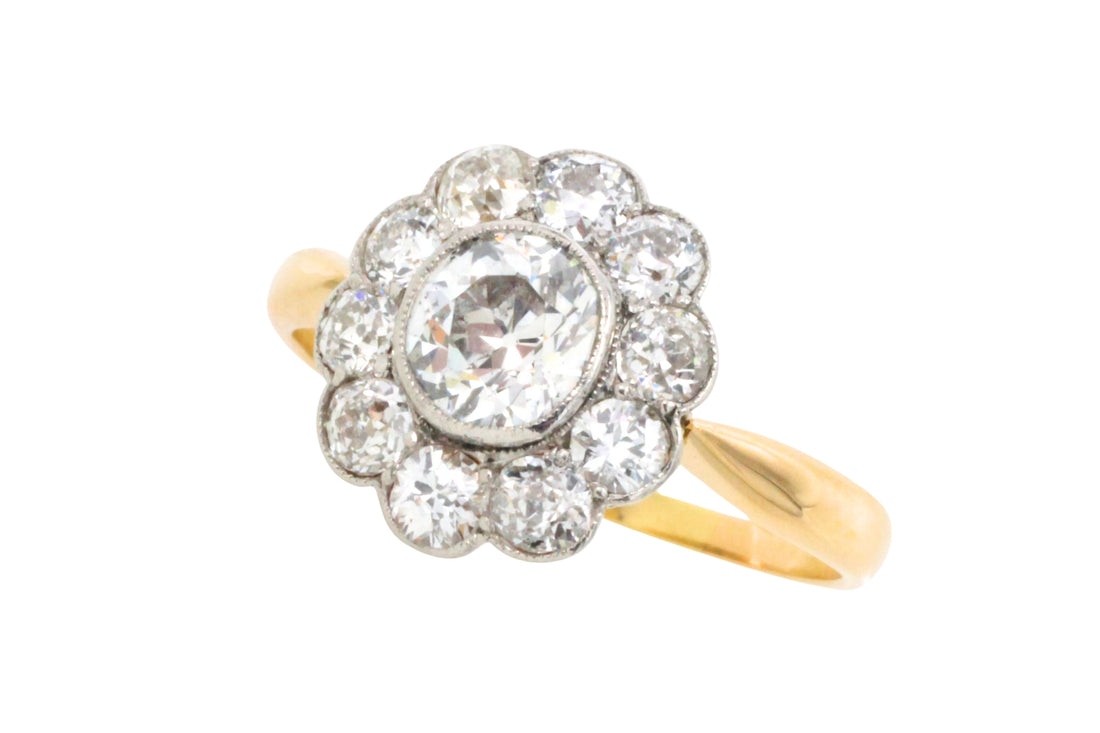 Edwardian old cut diamond cluster ring in 18 carat gold-Antique rings-The Antique Ring Shop
