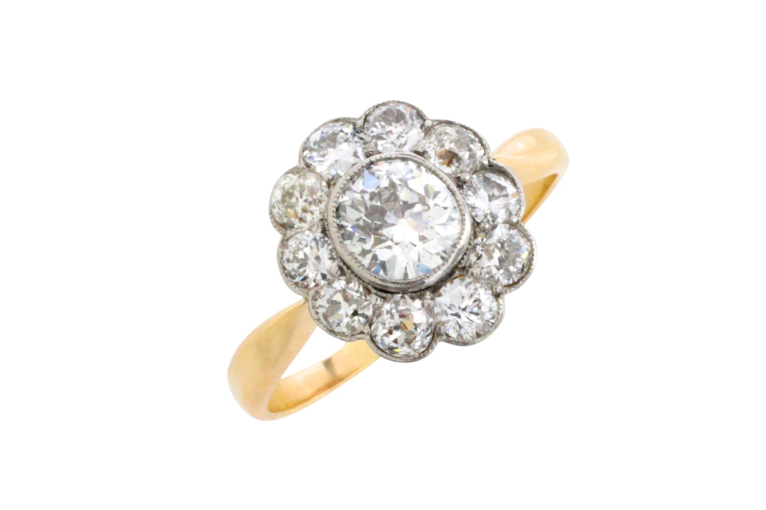 Edwardian old cut diamond cluster ring in 18 carat gold-Antique rings-The Antique Ring Shop