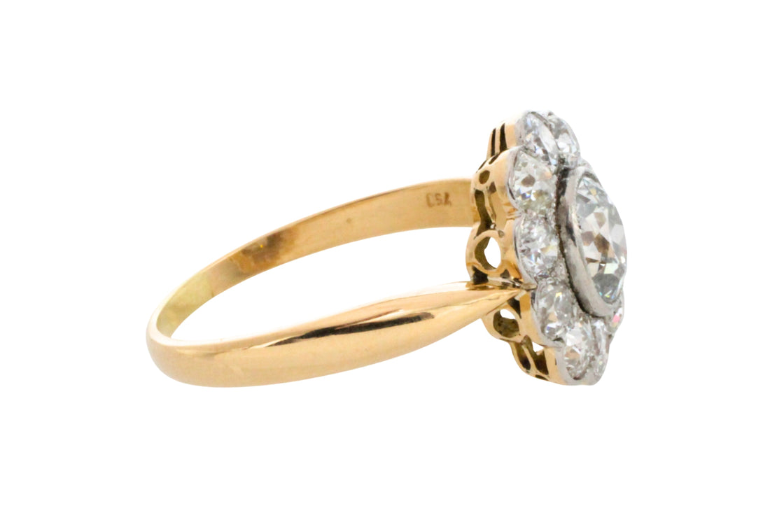 Edwardian old cut diamond cluster ring in 18 carat gold-Antique rings-The Antique Ring Shop