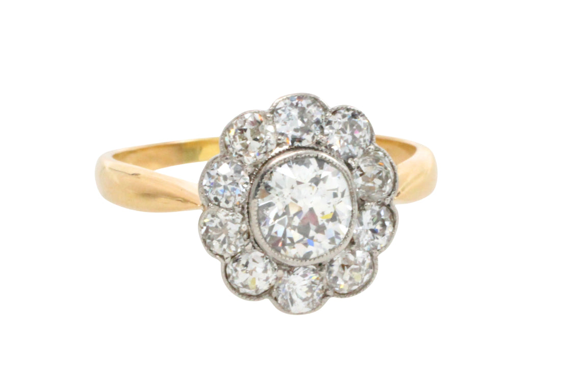 Edwardian old cut diamond cluster ring in 18 carat gold-Antique rings-The Antique Ring Shop