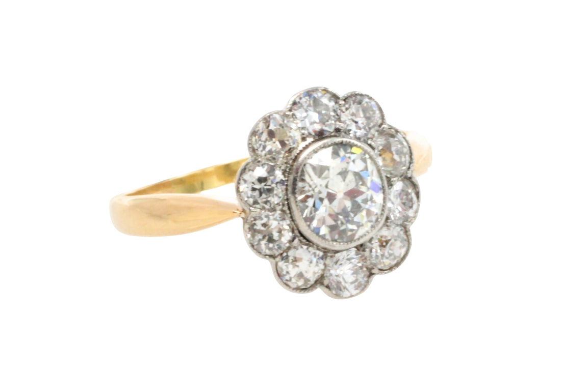 Edwardian old cut diamond cluster ring in 18 carat gold-Antique rings-The Antique Ring Shop