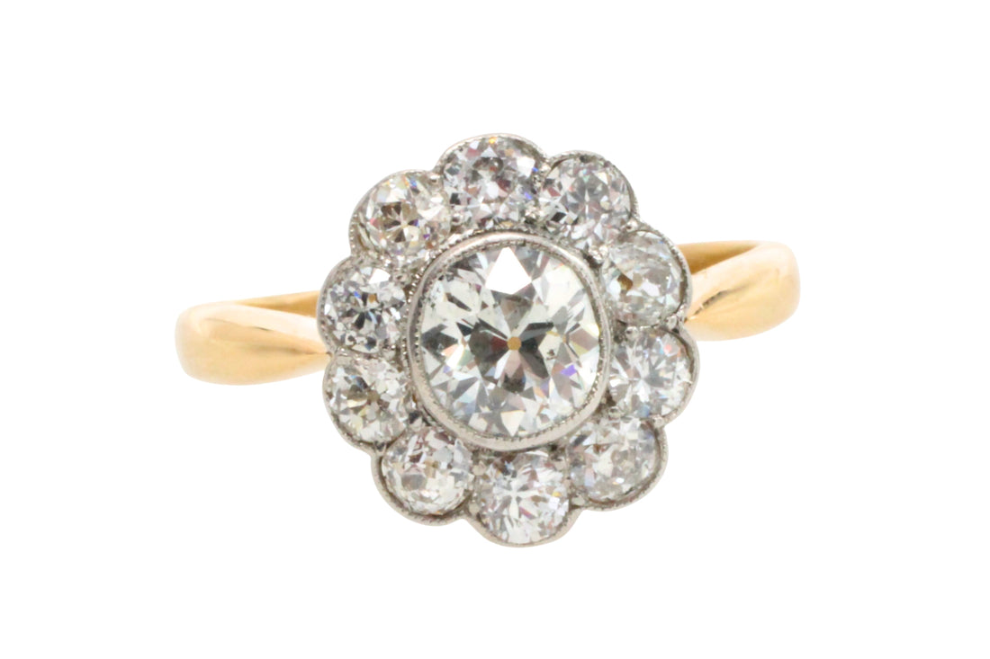 Edwardian old cut diamond cluster ring in 18 carat gold-Antique rings-The Antique Ring Shop