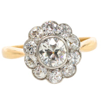 Edwardian old cut diamond cluster ring in 18 carat gold-Antique rings-The Antique Ring Shop