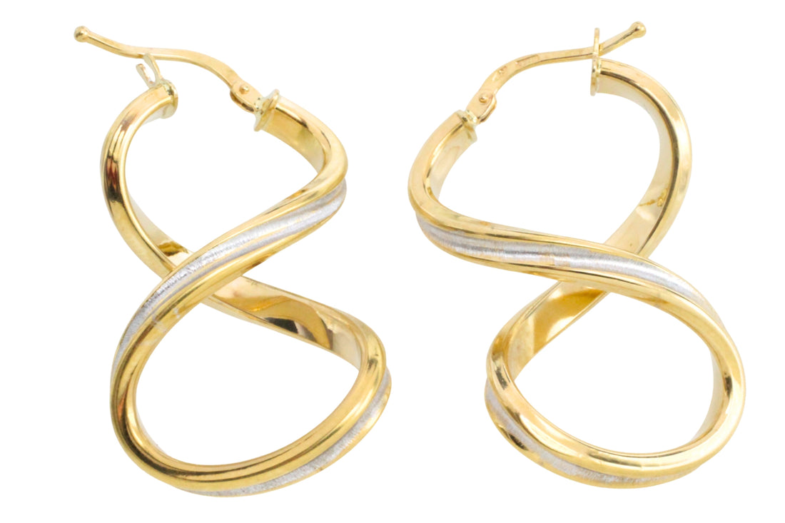 Spiral earrings in yellow and white gold-Earrings-The Antique Ring Shop