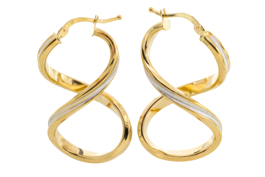 Spiral earrings in yellow and white gold-Earrings-The Antique Ring Shop