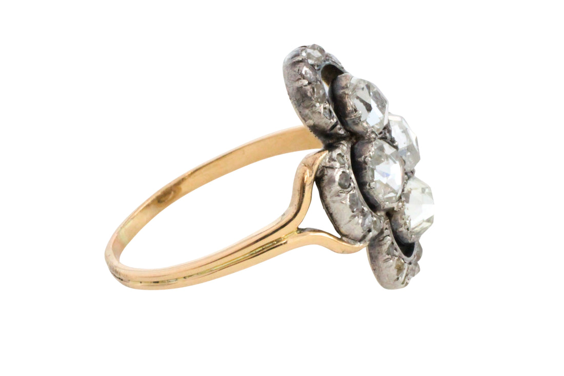 Rose diamond ring in silver and gold-Antique rings-The Antique Ring Shop
