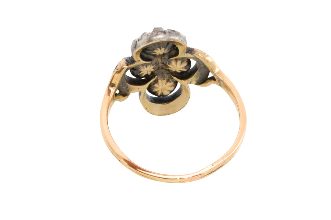 Rose diamond ring in silver and gold-Antique rings-The Antique Ring Shop