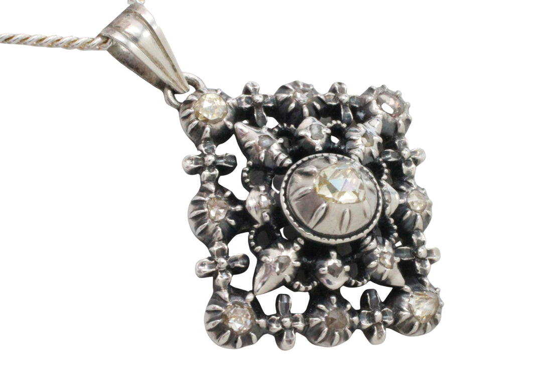 Rose diamond pendant in silver