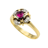 Ruby and diamond cluster ring in 18 carat gold