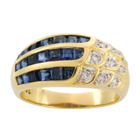 Carre sapphire and diamond ring in 18 carat gold-Vintage Rings-The Antique Ring Shop