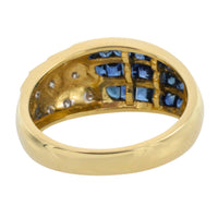 Carre sapphire and diamond ring in 18 carat gold-Vintage Rings-The Antique Ring Shop