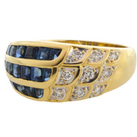 Carre sapphire and diamond ring in 18 carat gold-Vintage Rings-The Antique Ring Shop