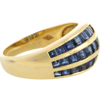 Carre sapphire and diamond ring in 18 carat gold-Vintage Rings-The Antique Ring Shop