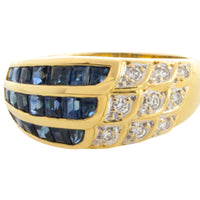 Carre sapphire and diamond ring in 18 carat gold-Vintage Rings-The Antique Ring Shop