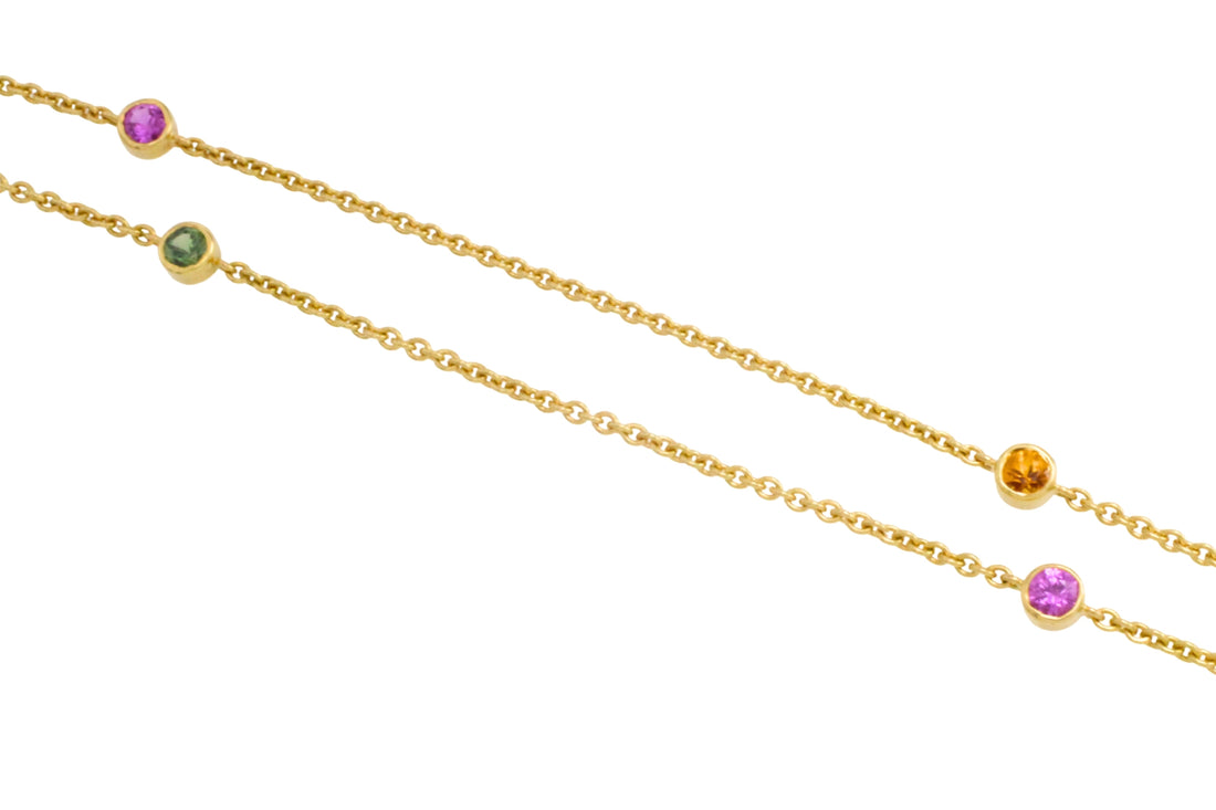 Tourmaline and citrine necklace in 18 carat gold