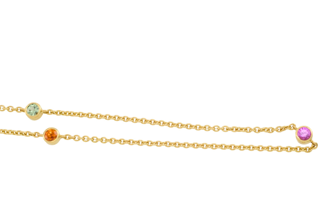 Tourmaline and citrine necklace in 18 carat gold