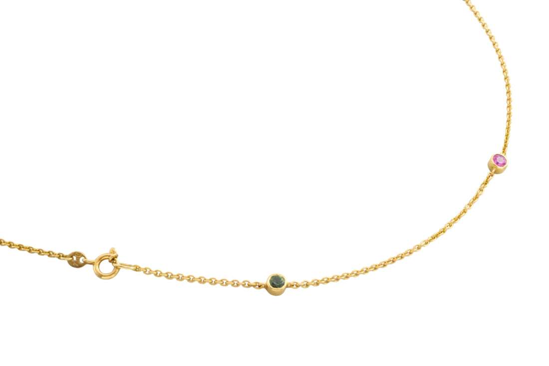 Tourmaline and citrine necklace in 18 carat gold