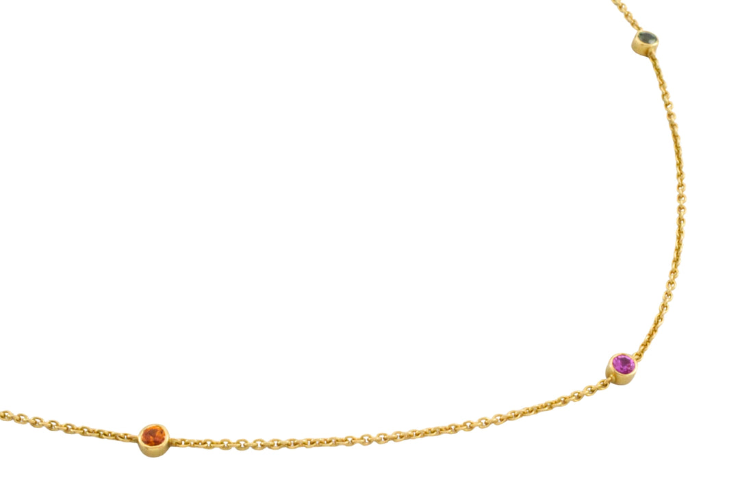 Tourmaline and citrine necklace in 18 carat gold