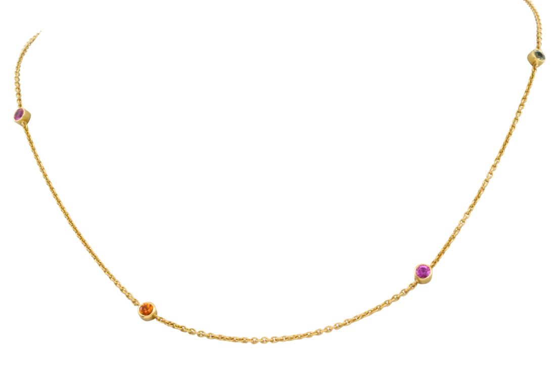 Tourmaline and citrine necklace in 18 carat gold