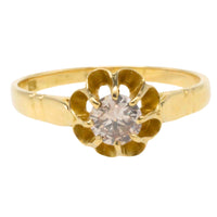 light brown diamond solitaire ring in 20 carat gold-engagement rings-The Antique Ring Shop