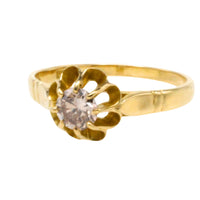 light brown diamond solitaire ring in 20 carat gold-engagement rings-The Antique Ring Shop