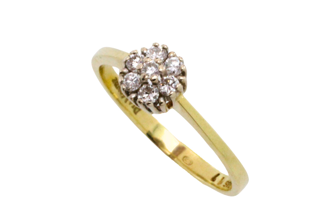 Diamond cluster ring in 14 carat gold