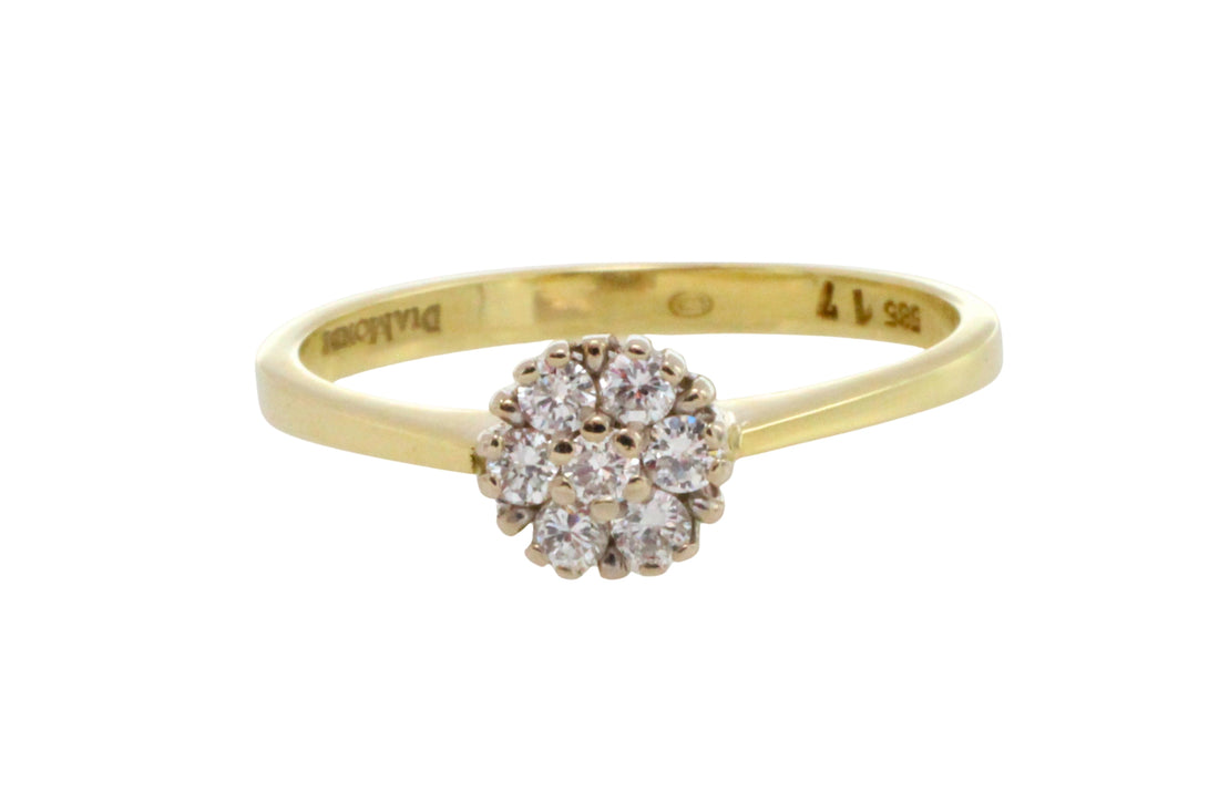 Diamond cluster ring in 14 carat gold