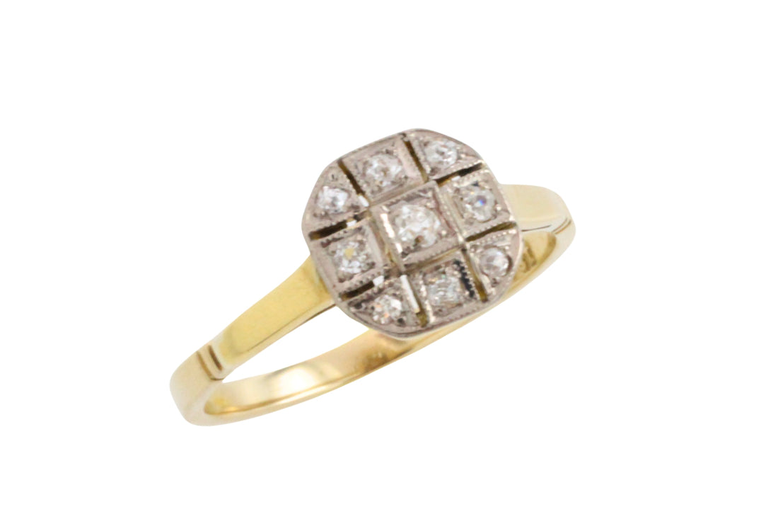 Edwardian 18 carat gold diamond panel ring